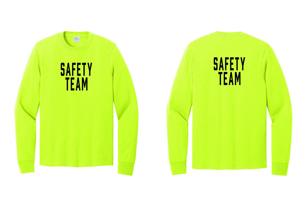 NYC Factory Safety Team Cotton Long Sleeve T-Shirt (Classic) - Front + Back - Safety Green
