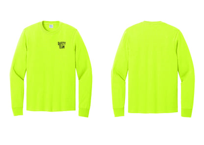 NYC Factory Safety Team Cotton Long Sleeve T-Shirt (Classic) - Chest Only - Safety Green