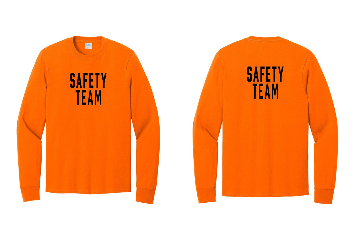 NYC Factory Safety Team Cotton Long Sleeve T-Shirt (Classic) - Front + Back - Safety Orange