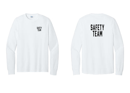NYC Factory Safety Team Cotton Long Sleeve T-Shirt (Classic) - Chest + Back - White