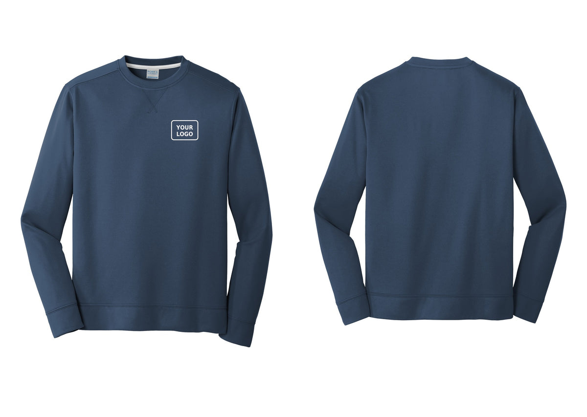 NYC Factory Custom Logo Safety Team Performance Fleece Crewneck Sweatshirt (Classic) - Your Logo Only - Navy