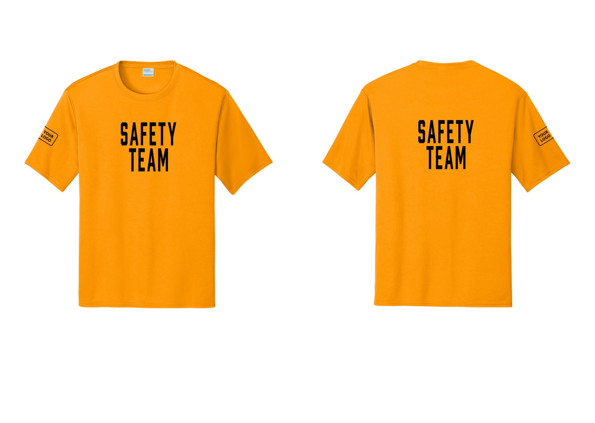 NYC Factory Custom Logo Safety Team Performance T-Shirt (Classic) - Front + Back + Your Logo Sleeve - Gold