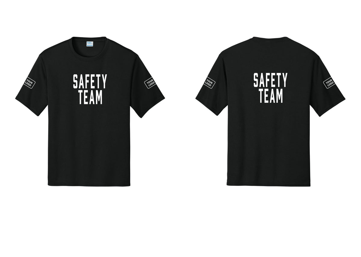 NYC Factory Custom Logo Safety Team Performance T-Shirt (Classic) - Front + Back + Your Logo Sleeves - Black