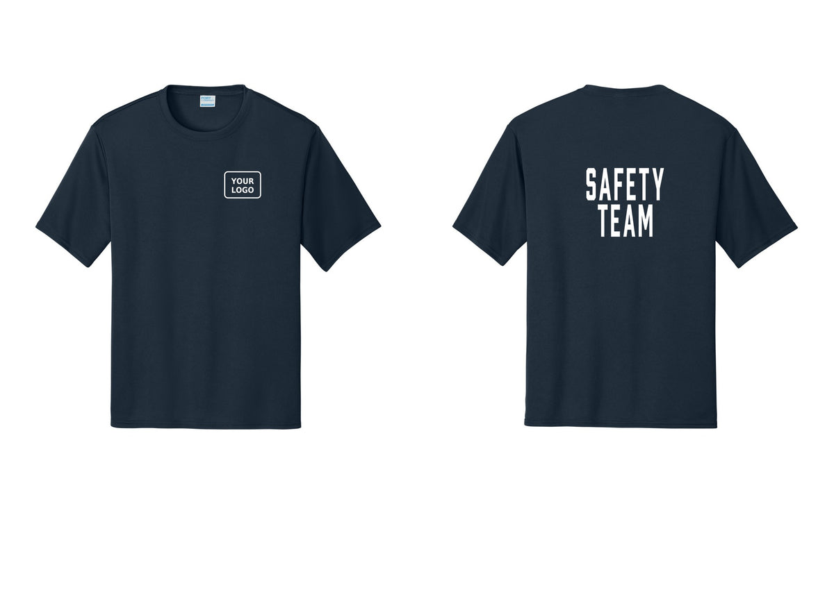 NYC Factory Custom Logo Safety Team Performance T-Shirt (Classic) - Your Logo + Back - Navy