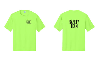 NYC Factory Custom Logo Safety Team Performance T-Shirt (Classic) - Your Logo + Back - Neon Green