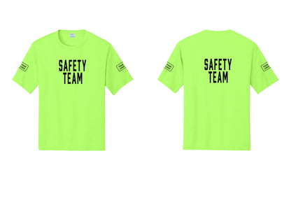 NYC Factory Custom Logo Safety Team Performance T-Shirt (Classic) - Front + Back + Your Logo Sleeves - Neon Green