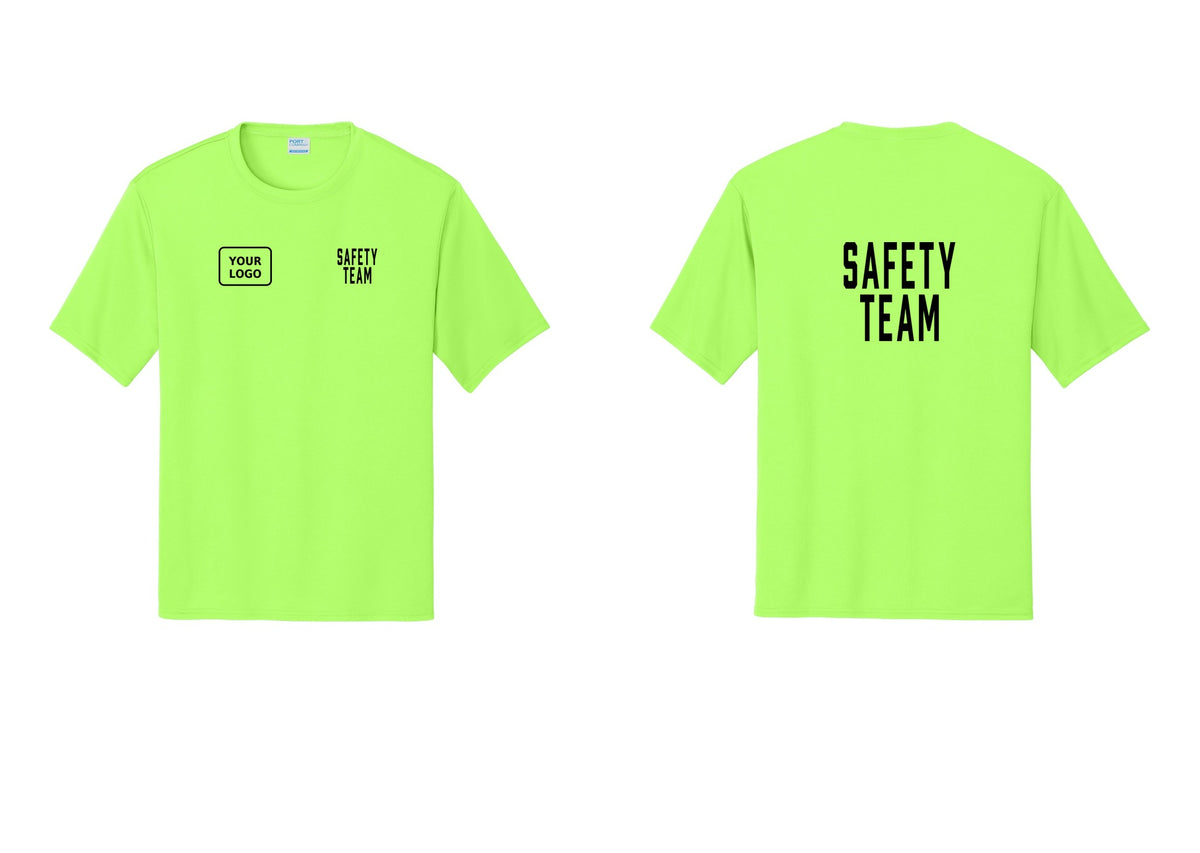 NYC Factory Custom Logo Safety Team Performance T-Shirt (Classic) - SAFETY TEAM + Your Logo + Back - Neon Green