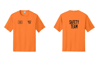 NYC Factory Custom Logo Safety Team Performance T-Shirt (Classic) - SAFETY TEAM + Your Logo + Back - Neon Orange