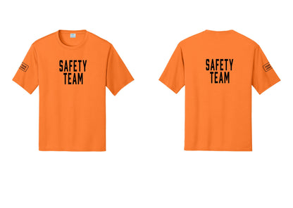 NYC Factory Custom Logo Safety Team Performance T-Shirt (Classic) - Front + Back + Your Logo Sleeve - Neon Orange
