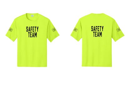 NYC Factory Custom Logo Safety Team Performance T-Shirt (Classic) - Front + Back + Your Logo Sleeves - Neon Yellow