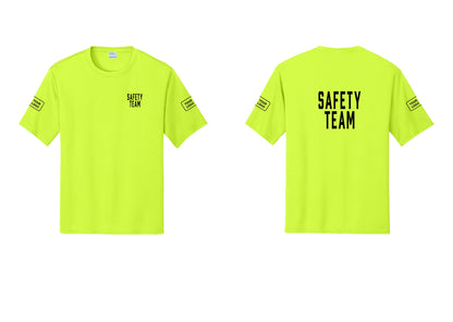 NYC Factory Custom Logo Safety Team Performance T-Shirt (Classic) - Chest + Back + Your Logo Sleeves - Neon Yellow
