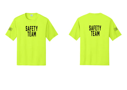 NYC Factory Custom Logo Safety Team Performance T-Shirt (Classic) - Front + Back + Your Logo Sleeve - Neon Yellow