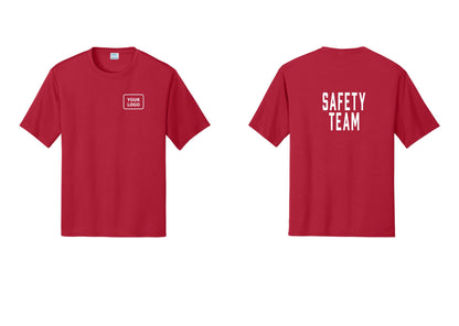 NYC Factory Custom Logo Safety Team Performance T-Shirt (Classic) - Your Logo + Back - Red