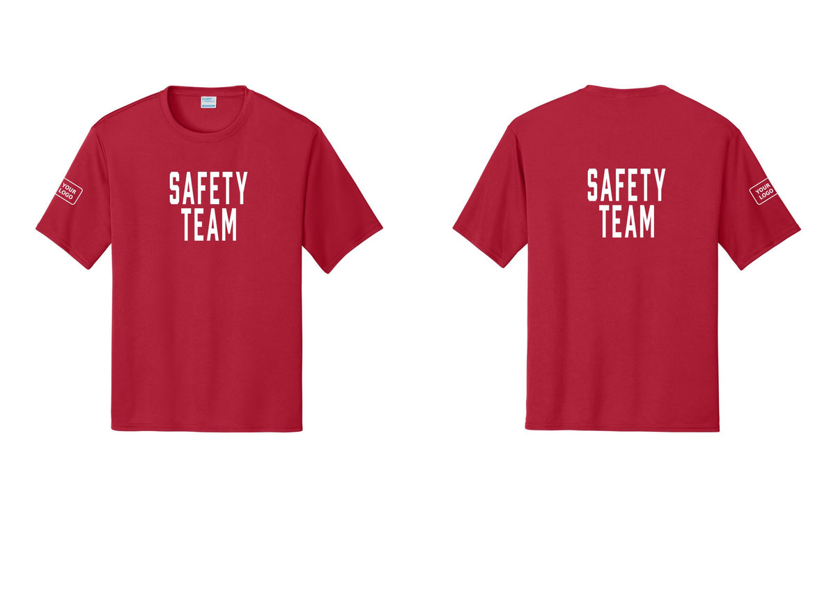 NYC Factory Custom Logo Safety Team Performance T-Shirt (Classic) - Front + Back + Your Logo Sleeve - Red