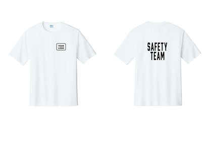 NYC Factory Custom Logo Safety Team Performance T-Shirt (Classic) - Your Logo + Back - White