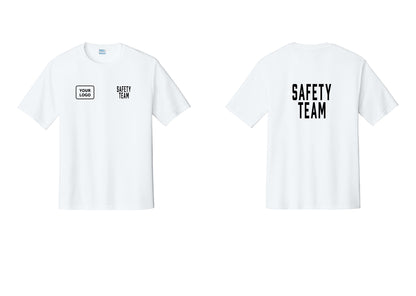 NYC Factory Custom Logo Safety Team Performance T-Shirt (Classic) - SAFETY TEAM + Your Logo + Back - White