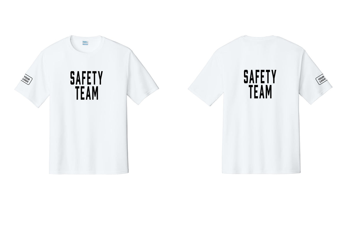 NYC Factory Custom Logo Safety Team Performance T-Shirt (Classic) - Front + Back + Your Logo Sleeve - White