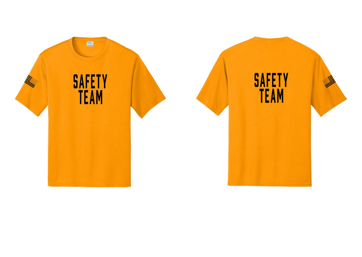 NYC Factory Safety Team Performance T-Shirt (Classic) - Front + Back + US Flag Sleeve - Gold