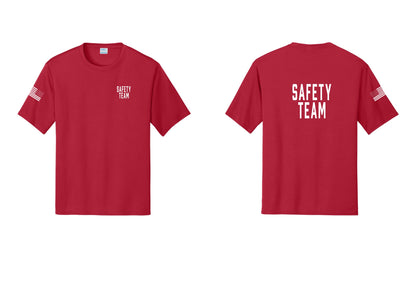 NYC Factory Safety Team Performance T-Shirt (Classic) - Chest + Back + US Flag Sleeve - Red