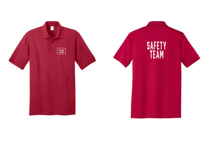 NYC Factory Custom Logo Safety Team Polo Shirt (Classic) - Your Logo + Back - Red