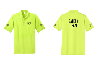 NYC Factory Custom Logo Safety Team Polo Shirt (Classic) - Chest + Back + Your Logo Sleeves - Safety Green