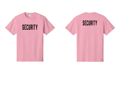 NYC Factory Unisex Security Black T-Shirt - Front + Back - Candy Pink