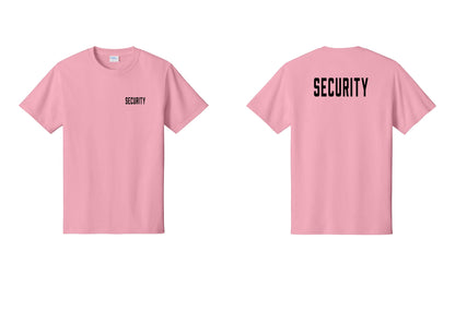 NYC Factory Security T-Shirt, Condensed Lettering - Chest + Back - Candy Pink