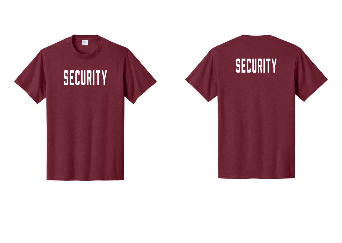 NYC Factory Unisex Security Black T-Shirt - Front + Back - Cardinal