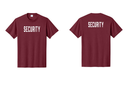 NYC Factory Unisex Security Black T-Shirt - Front + Back - Cardinal
