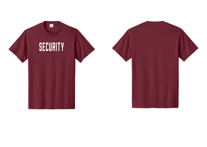 NYC Factory Security T-Shirt, Condensed Lettering - Front Only - Cardinal