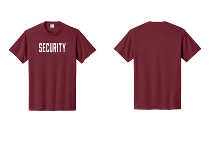 NYC Factory Unisex Security Black T-Shirt - Front Only - Cardinal