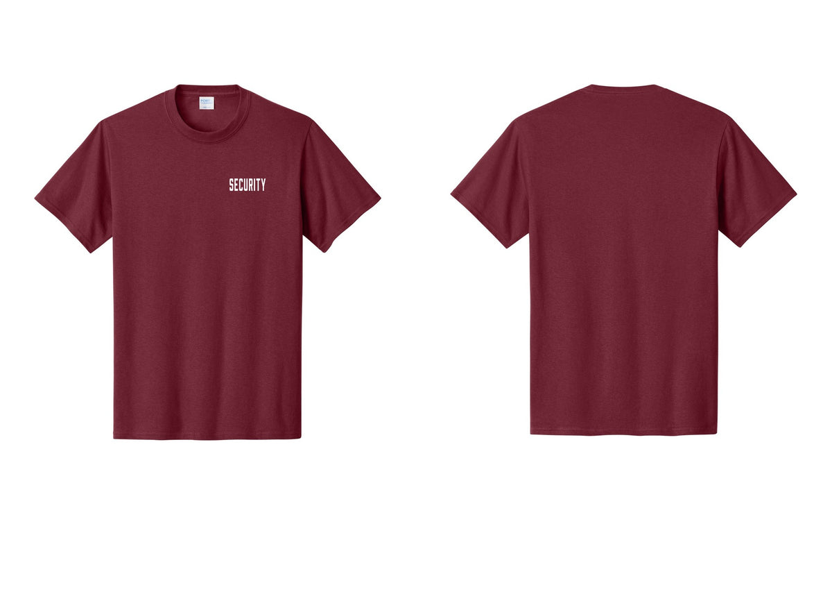 NYC Factory Security T-Shirt, Condensed Lettering - Chest Only - Cardinal