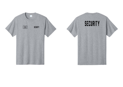 NYC Factory Unisex Security Custom Logo Black T-Shirt - SECURITY + Your Logo + Back - Athletic Heather