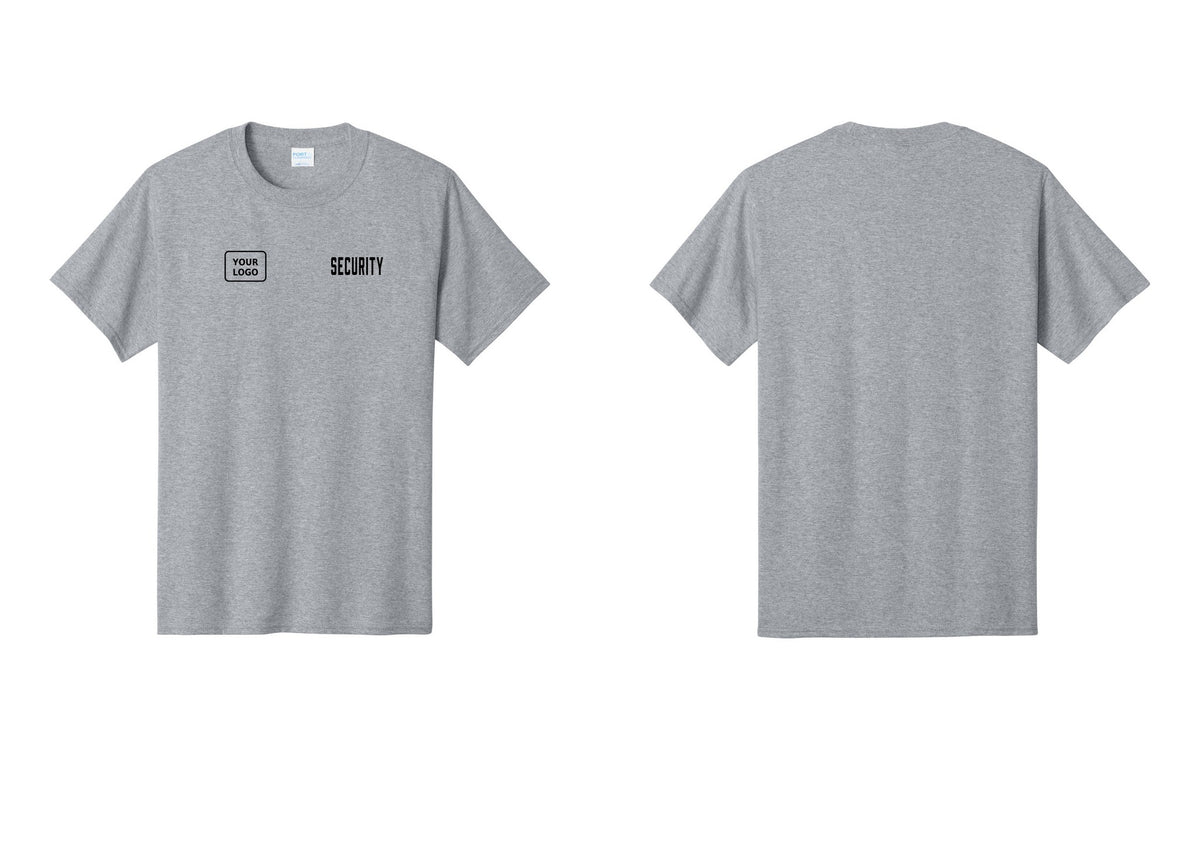 NYC Factory Custom Logo Security T-Shirt, Condensed Lettering - SECURITY + Your Logo - Athletic Heather