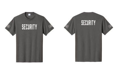 NYC Factory Unisex Security Custom Logo Black T-Shirt - Front + Back + Your Logo Sleeves - Charcoal