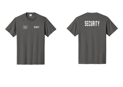 NYC Factory Unisex Security Custom Logo Black T-Shirt - SECURITY + Your Logo + Back - Charcoal