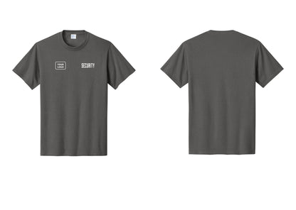 NYC Factory Custom Logo Security T-Shirt, Condensed Lettering - SECURITY + Your Logo - Charcoal