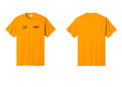 NYC Factory Custom Logo Security T-Shirt, Condensed Lettering - SECURITY + Your Logo - Gold