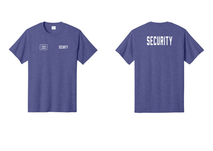NYC Factory Unisex Security Custom Logo Black T-Shirt - SECURITY + Your Logo + Back - Heather Purple