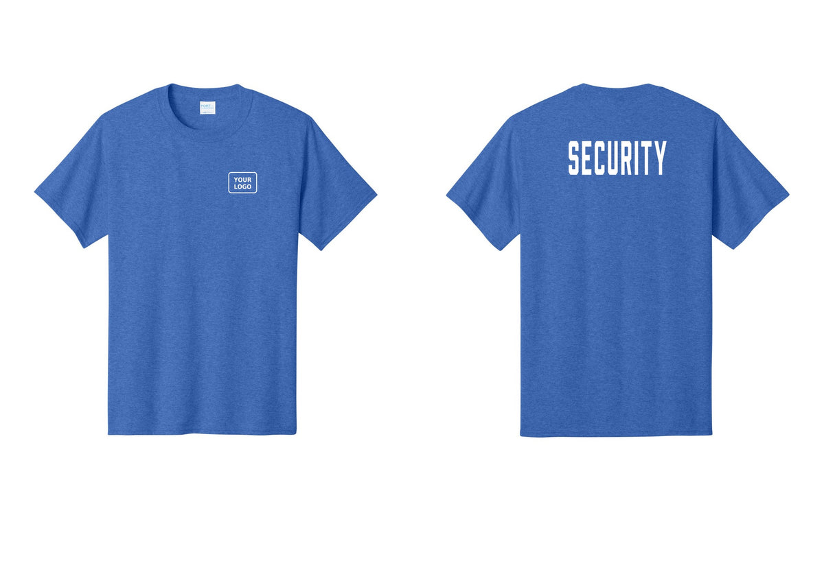 NYC Factory Unisex Security Custom Logo Black T-Shirt - Your Logo + Back - Heather Royal