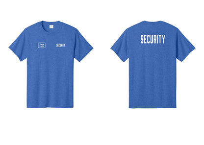 NYC Factory Unisex Security Custom Logo Black T-Shirt - SECURITY + Your Logo + Back - Heather Royal