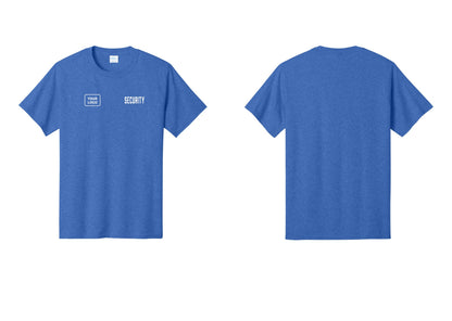 NYC Factory Custom Logo Security T-Shirt, Condensed Lettering - SECURITY + Your Logo - Heather Royal