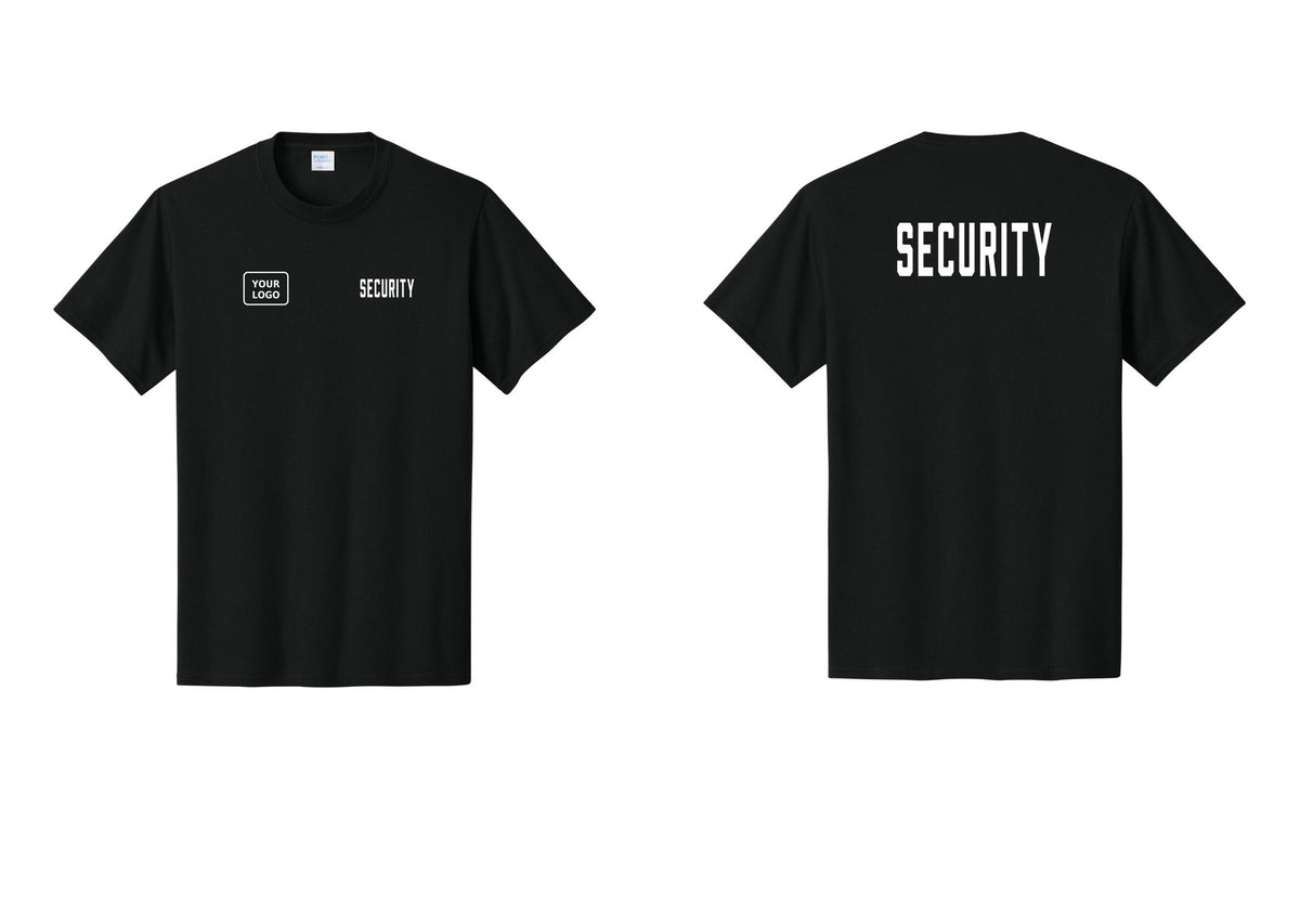 NYC Factory Unisex Security Custom Logo Black T-Shirt - SECURITY + Your Logo + Back - Black