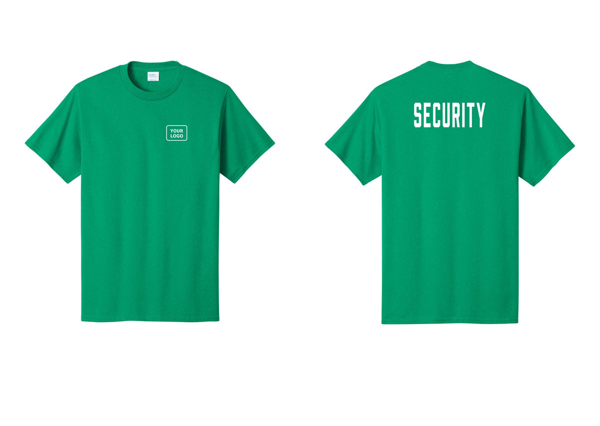 NYC Factory Custom Logo Security T-Shirt, Condensed Lettering - Your Logo + Back - Kelly