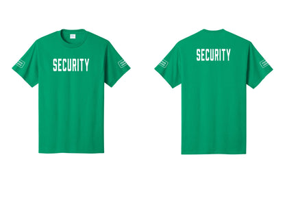 NYC Factory Unisex Security Custom Logo Black T-Shirt - Front + Back + Your Logo Sleeves - Kelly