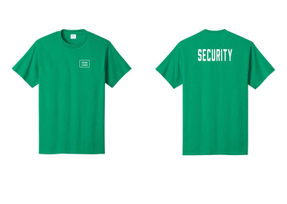 NYC Factory Unisex Security Custom Logo Black T-Shirt - Your Logo + Back - Kelly