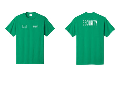 NYC Factory Custom Logo Security T-Shirt, Condensed Lettering - SECURITY + Your Logo + Back - Kelly