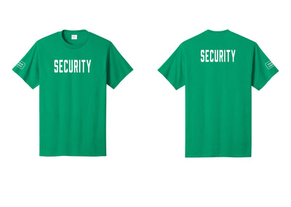 NYC Factory Unisex Security Custom Logo Black T-Shirt - Front + Back + Your Logo Sleeve - Kelly