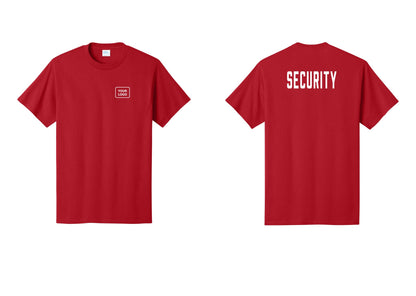 NYC Factory Unisex Security Custom Logo Black T-Shirt - Your Logo + Back - Red