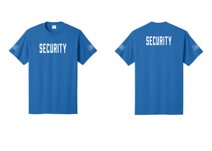 NYC Factory Unisex Security Custom Logo Black T-Shirt - Front + Back + Your Logo Sleeves - Royal